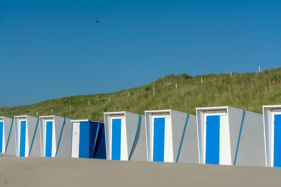 A row of vibrant beach sheds on a sunny day, perfect for a seaside getaway.